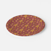 Gingerbrood Mannen en Koekjes Burgundy Pattern Papieren Bordje (Gekanteld)