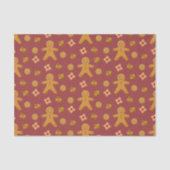 Gingerbrood Mannen en Koekjes Burgundy Pattern Tissuepapier (Voorkant)