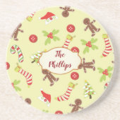 Gingerbrood Mannen en Mistletoe Zandsteen Onderzetter (Voorkant)