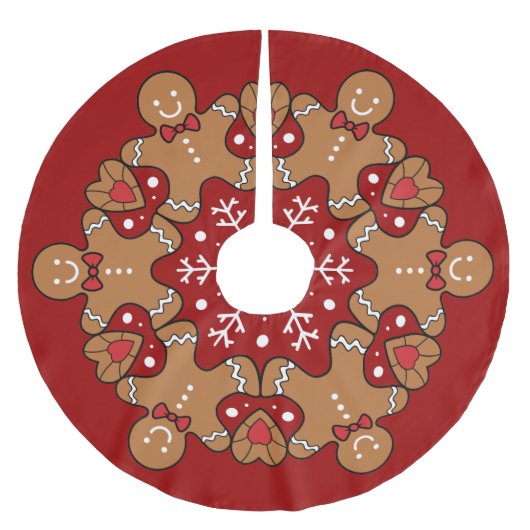 Gingerbrood mannen en Snowflake Mandala Kerstboom Rok (Voorkant)
