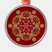 Gingerbrood mannen en Snowflake Mandala Metalen Ornament (Voorkant)