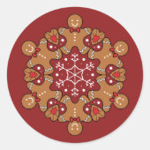 Gingerbrood mannen en Snowflake Mandala Ronde Sticker (Voorkant)