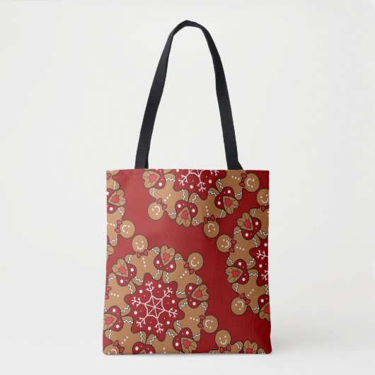 Gingerbrood mannen en Snowflake Mandala Tote Bag (Voorkant)