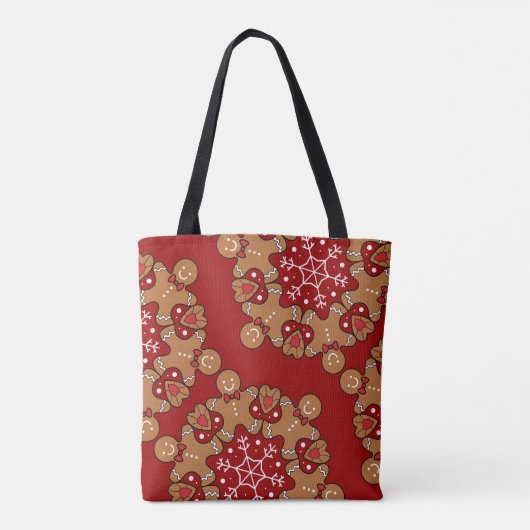 Gingerbrood mannen en Snowflake Mandala Tote Bag (Achterkant)