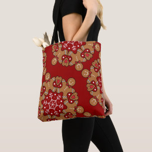 Gingerbrood mannen en Snowflake Mandala Tote Bag