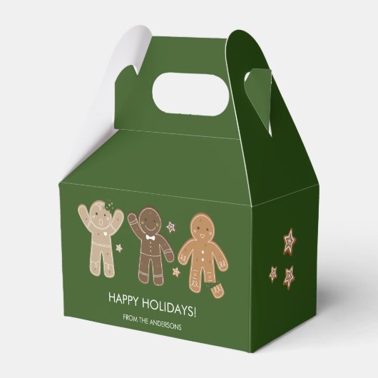 Gingerbrood Mannen Holiday Favor Box Bedankdoosjes (Achterkant)