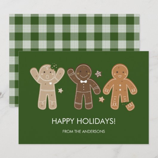 Gingerbrood Mannen Holiday Kaart (Voorkant / Achterkant)