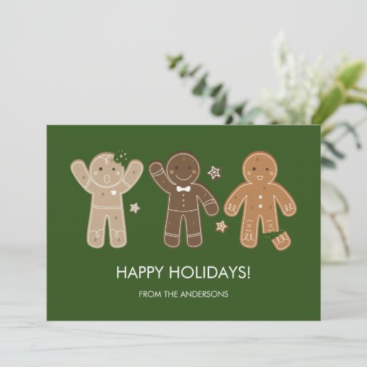 Gingerbrood Mannen Holiday Kaart (Staand voorkant)