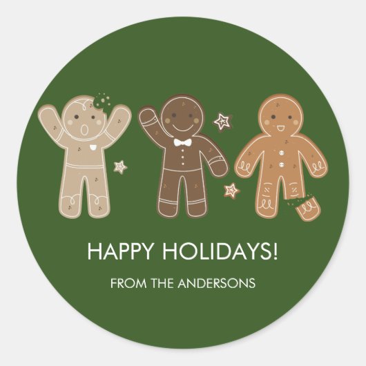 Gingerbrood Mannen Holiday Sticker (Voorkant)