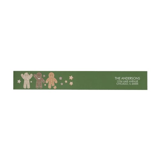 Gingerbrood Mannen Holiday Wraparound Adres Etiket (Individueel)