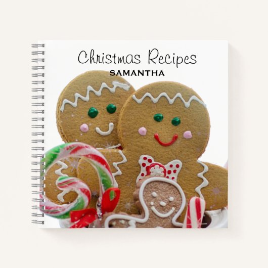 Gingerbrood Mannen Kerstmis Gepersonaliseerd Notitieboek (Voorkant)