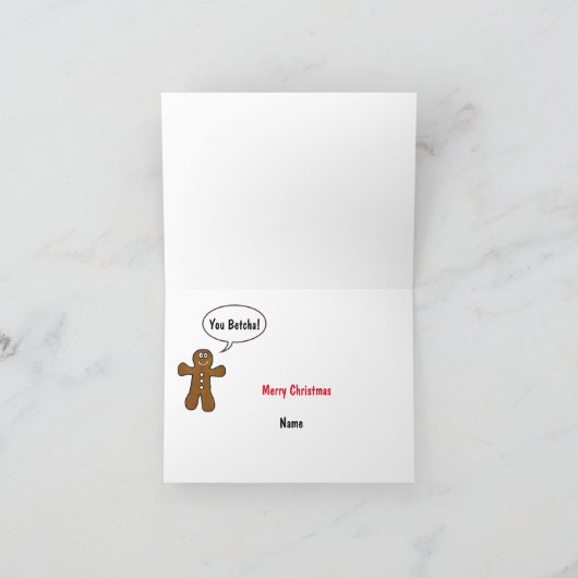 Gingerbrood Mannen met letsels Funny kerstkaart Kaart (Binnen)