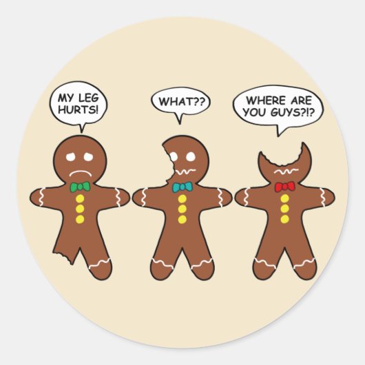 Gingerbrood Mannen Mijn Beenhutten Ronde Sticker (Voorkant)