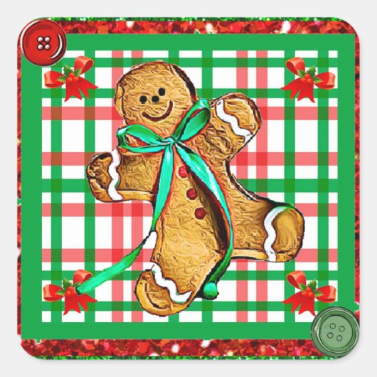 Gingerbrood Mannen patchen kerstfeestdag Stickers (Voorkant)