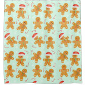 Gingerbrood Mannen Patroon Douchegordijn (Voorkant)