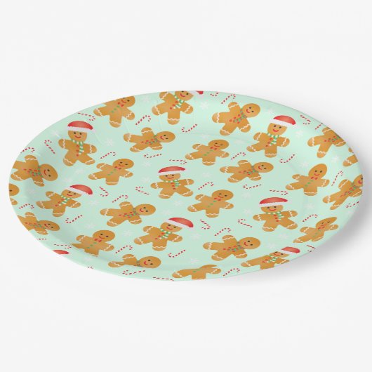 Gingerbrood Mannen Patroon Papieren Bordje (Gekanteld)