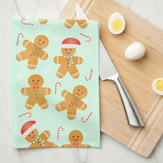 Gingerbrood Mannen Patroon Theedoek (Quarter Fold)