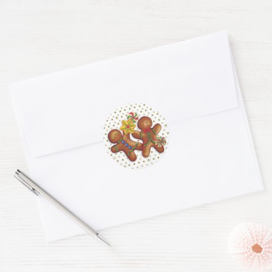 Gingerbrood Mannen Ronde Sticker (Envelop)