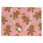 Gingerbrood Mannen Roze Grote Gift Bag Large Cadeautasje (Achterkant)