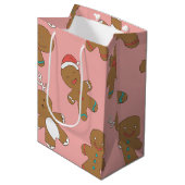 Gingerbrood Mannen Roze Medium Gift Bag Cadeauzakje (Voorkant Gekanteld)