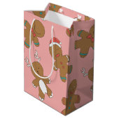 Gingerbrood Mannen Roze Medium Gift Bag Cadeauzakje (Achterkant Gekanteld)