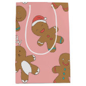 Gingerbrood Mannen Roze Medium Gift Bag Medium Cadeauzakje (Voorkant)