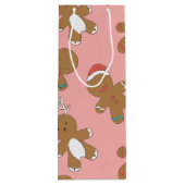 Gingerbrood Mannen Roze Wine Gift Bag Wijn Cadeautas (Achterkant)