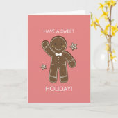 Gingerbrood Mannen Sweet Holiday Greeting Kaart (Gele Bloem)