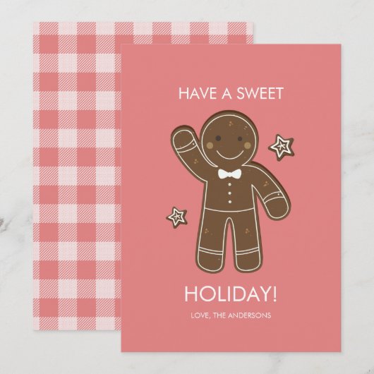 Gingerbrood Mannen Sweet Holiday Kaart (Voorkant / Achterkant)