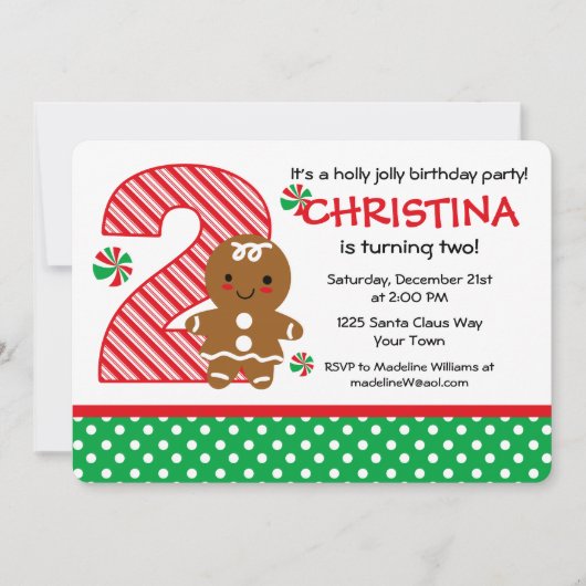 Gingerbrood Meisje 2e verjaardag Kaart (Voorkant)