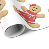 Gingerbrood meisje in Red Dress Gift Wrap Cadeaupapier (Rol Hoek)