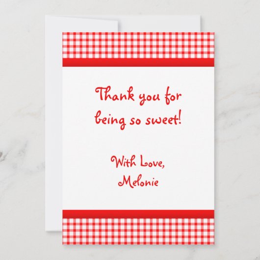 Gingerbrood meisje Red Gingham Bedankkaart (Achterkant)