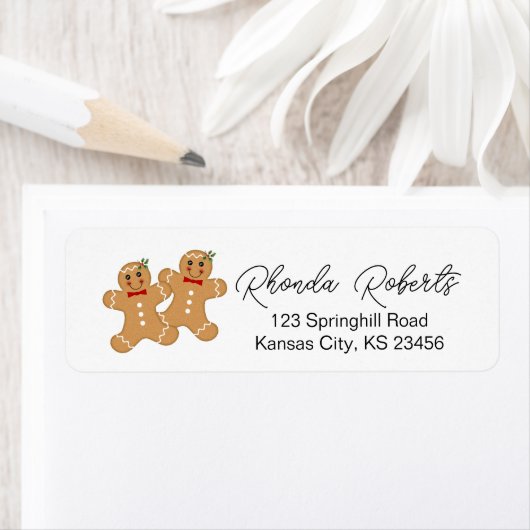 Gingerbrood Men Cookies geven adreslabels terug Etiket (Insitu)
