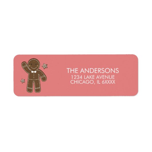 Gingerbrood Men Holiday Adres Etiket (Voorkant)