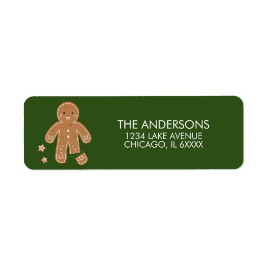 Gingerbrood Men Holiday Adres Etiket (Voorkant)