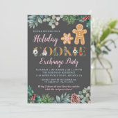 Gingerbrood Men Holiday Cookie Exchange Party Kaart (Staand voorkant)