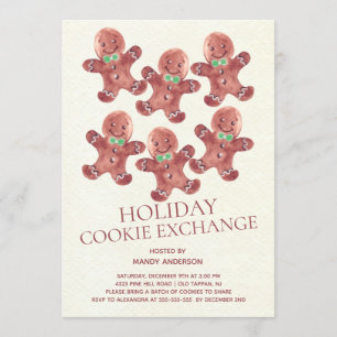 Gingerbrood Men Holiday Cookie Exchange Uitnodigin Kaart