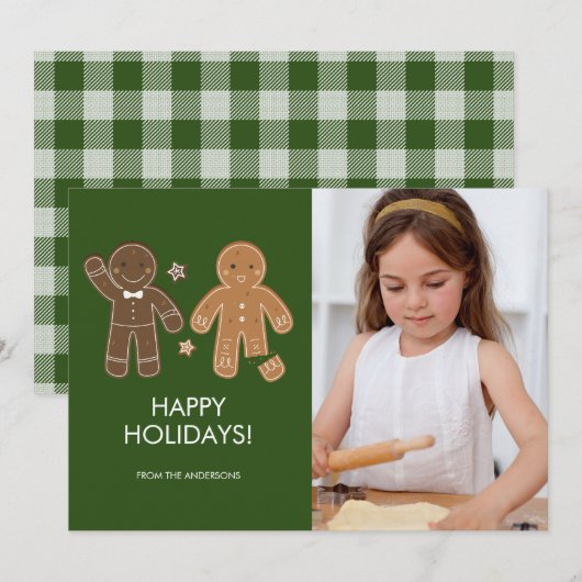 Gingerbrood Men Holiday Fotokaart Feestdagenkaart (Voorkant / Achterkant)
