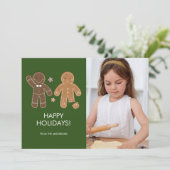 Gingerbrood Men Holiday Fotokaart Feestdagenkaart (Staand voorkant)