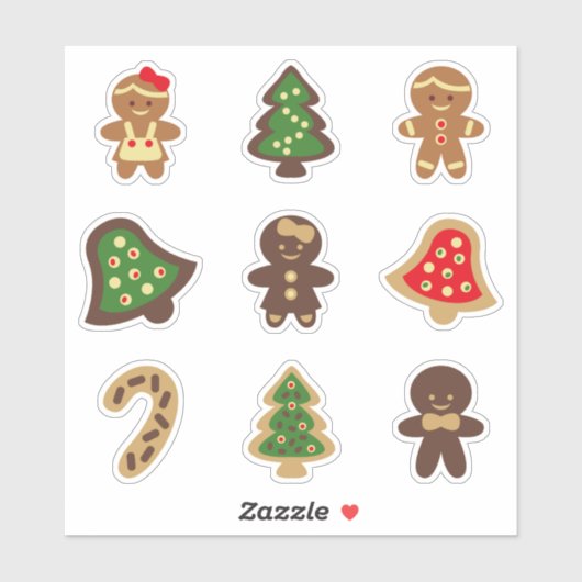 Gingerbrood Mensen, Bells, Bomen-kerstkoekjes Sticker (Vel)