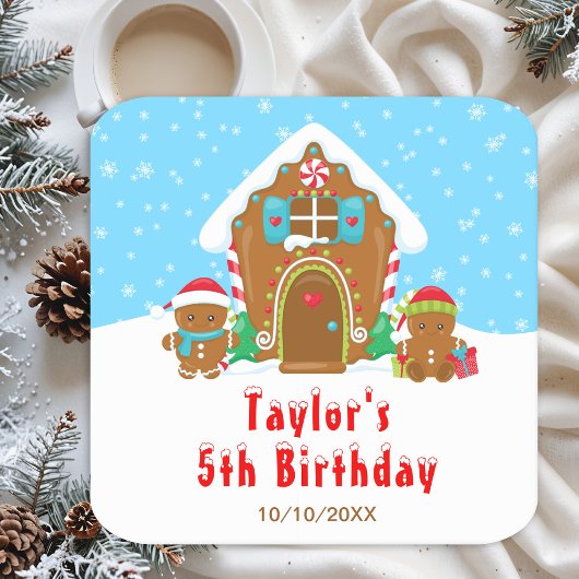 Gingerbrood met de dag van de geboorte: blauw en r kartonnen onderzetters