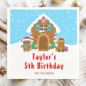 Gingerbrood met de dag van de geboorte: blauw en r servet