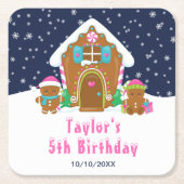 Gingerbrood met een decoratie op de marineroze van kartonnen onderzetters (Voorkant)