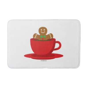 Gingerbrood met een warme chocolade-rood bekertje badmat