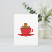 Gingerbrood met een warme chocolade-rood bekertje briefkaart (Staand voorkant)