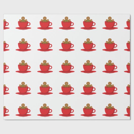 Gingerbrood met een warme chocolade-rood bekertje cadeaupapier (Vlak)