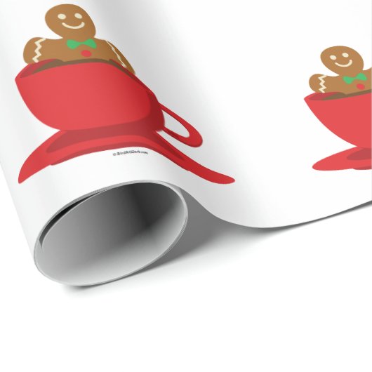 Gingerbrood met een warme chocolade-rood bekertje cadeaupapier (Rol Hoek)