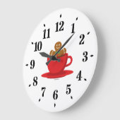 Gingerbrood met een warme chocolade-rood bekertje grote klok (Hoek)