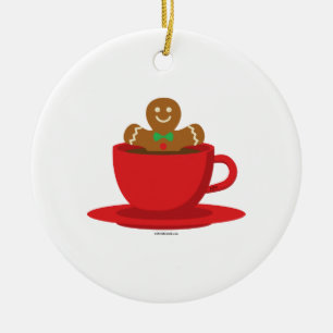 Gingerbrood met een warme chocolade-rood bekertje keramisch ornament