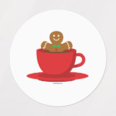 Gingerbrood met een warme chocolade-rood bekertje labels (Design 2)